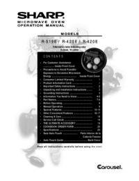 To view the document Sharp R-425E Specifications
